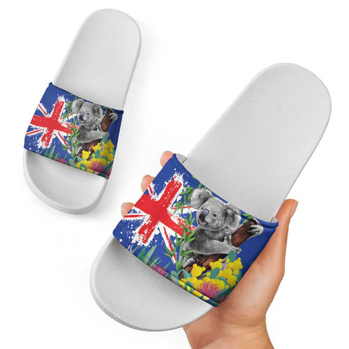 Australia Day Koala Slide Sandals Aussie Aussie Aussie Oi Oi Oi Blue Color - Aussie Hoodie