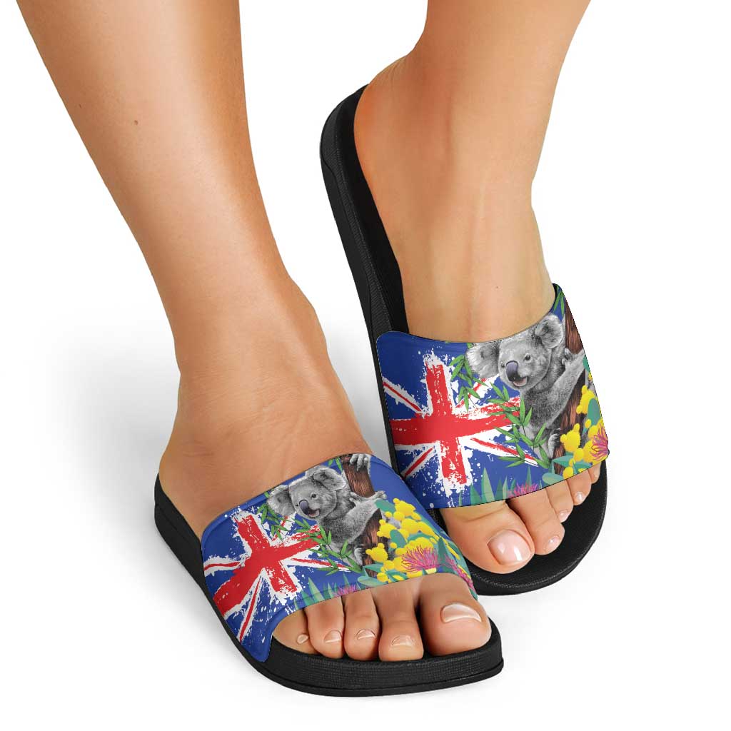 Australia Day Koala Slide Sandals Aussie Aussie Aussie Oi Oi Oi Blue Color - Aussie Hoodie