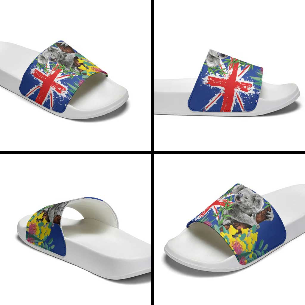 Australia Day Koala Slide Sandals Aussie Aussie Aussie Oi Oi Oi Blue Color - Aussie Hoodie