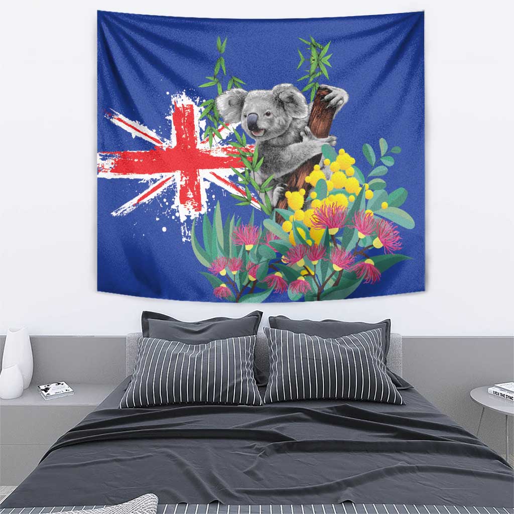 Australia Day Koala Tapestry Aussie Aussie Aussie Oi Oi Oi Blue Color - Aussie Hoodie