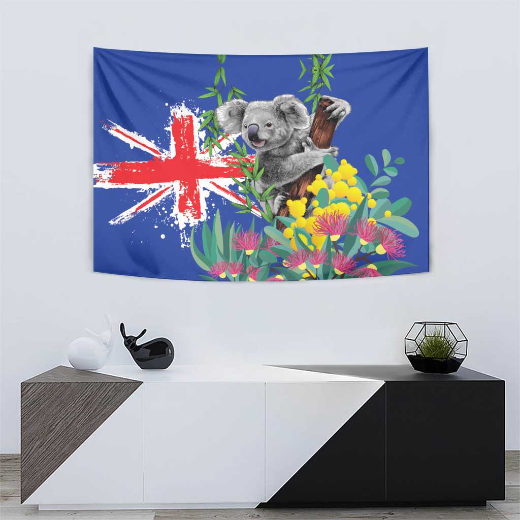 Australia Day Koala Tapestry Aussie Aussie Aussie Oi Oi Oi Blue Color - Aussie Hoodie