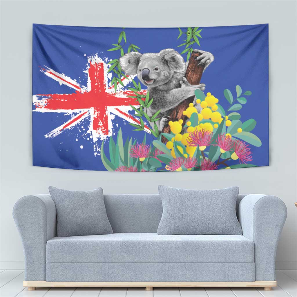 Australia Day Koala Tapestry Aussie Aussie Aussie Oi Oi Oi Blue Color - Aussie Hoodie
