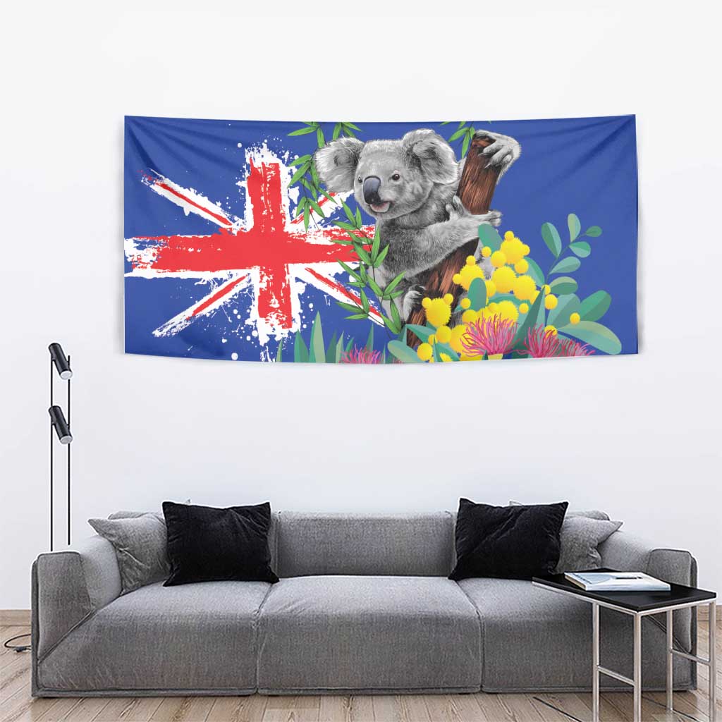Australia Day Koala Tapestry Aussie Aussie Aussie Oi Oi Oi Blue Color - Aussie Hoodie