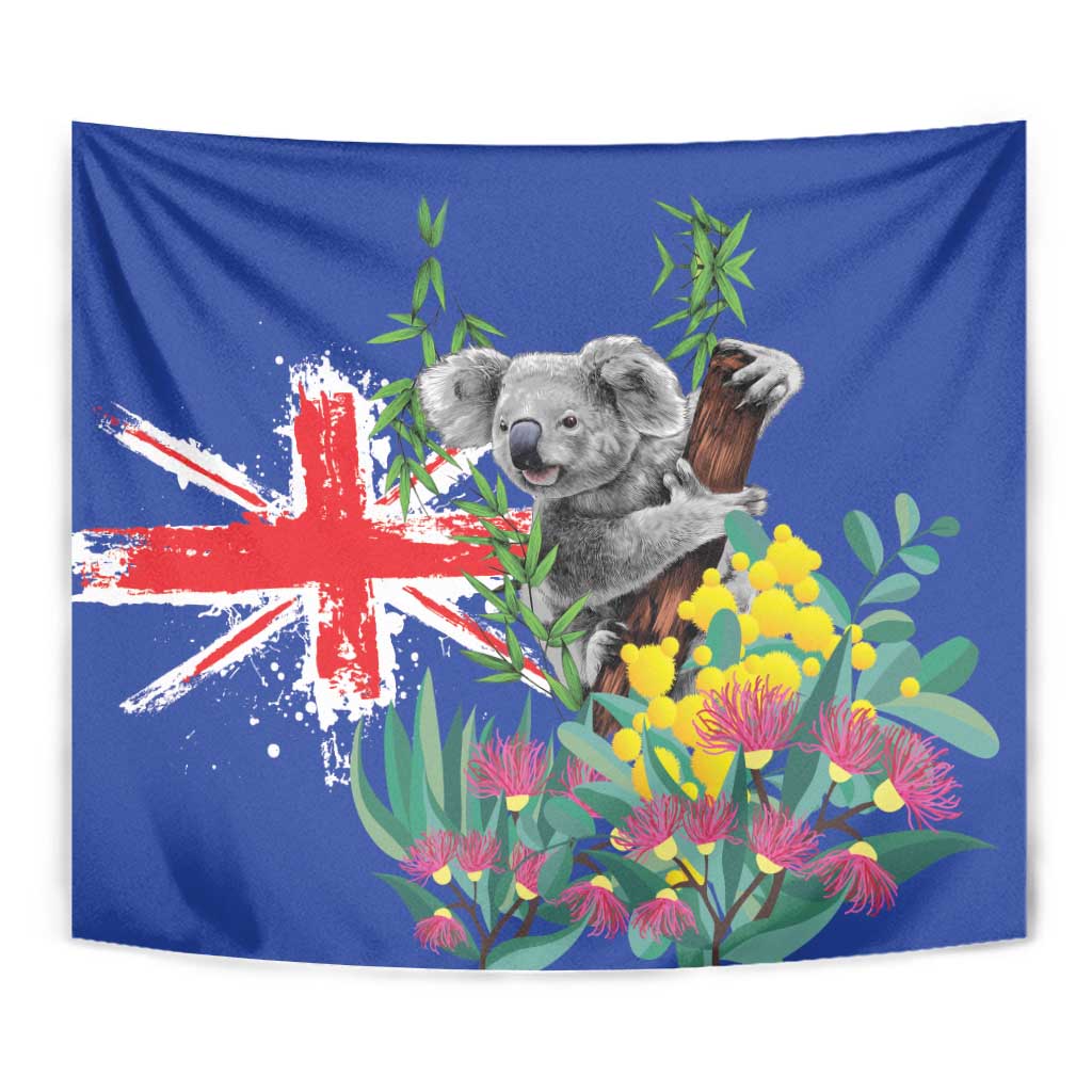Australia Day Koala Tapestry Aussie Aussie Aussie Oi Oi Oi Blue Color - Aussie Hoodie