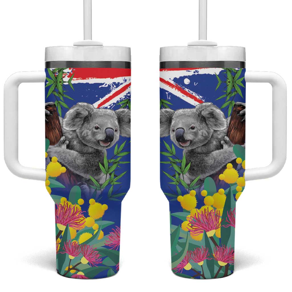 Australia Day Koala Tumbler With Handle Aussie Aussie Aussie Oi Oi Oi Blue Color - Aussie Hoodie