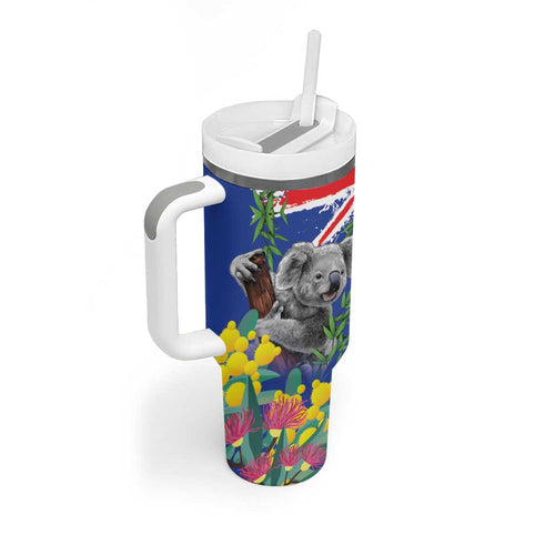 Australia Day Koala Tumbler With Handle Aussie Aussie Aussie Oi Oi Oi Blue Color - Aussie Hoodie