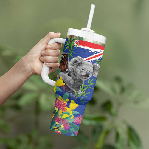 Australia Day Koala Tumbler With Handle Aussie Aussie Aussie Oi Oi Oi Blue Color - Aussie Hoodie