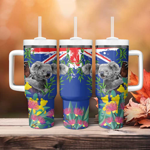 Australia Day Koala Tumbler With Handle Aussie Aussie Aussie Oi Oi Oi Blue Color - Aussie Hoodie