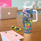 Australia Day Koala Tumbler With Handle Aussie Aussie Aussie Oi Oi Oi Blue Color - Aussie Hoodie