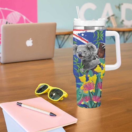 Australia Day Koala Tumbler With Handle Aussie Aussie Aussie Oi Oi Oi Blue Color - Aussie Hoodie