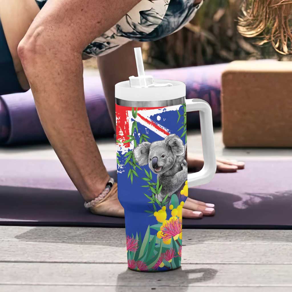 Australia Day Koala Tumbler With Handle Aussie Aussie Aussie Oi Oi Oi Blue Color - Aussie Hoodie