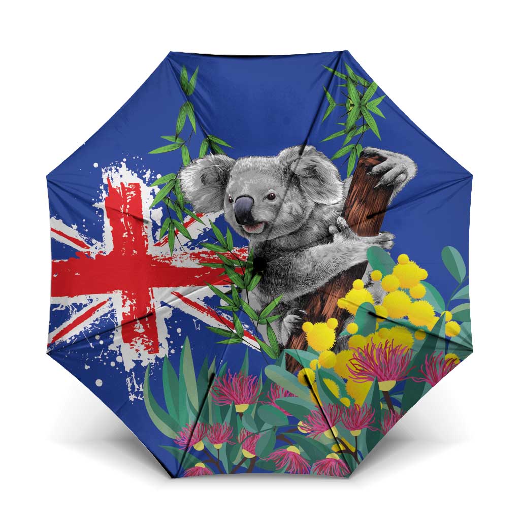Australia Day Koala Umbrella Aussie Aussie Aussie Oi Oi Oi Blue Color - Aussie Hoodie