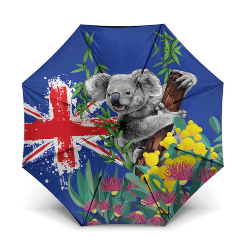 Australia Day Koala Umbrella Aussie Aussie Aussie Oi Oi Oi Blue Color - Aussie Hoodie