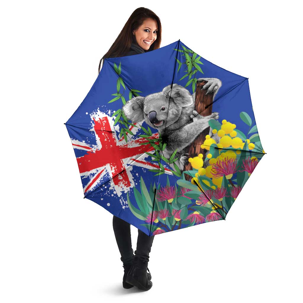 Australia Day Koala Umbrella Aussie Aussie Aussie Oi Oi Oi Blue Color - Aussie Hoodie