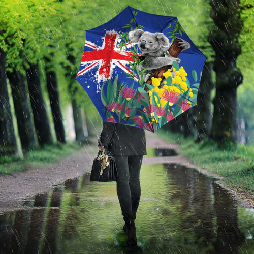Australia Day Koala Umbrella Aussie Aussie Aussie Oi Oi Oi Blue Color - Aussie Hoodie