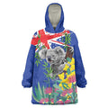 Australia Day Koala Wearable Blanket Hoodie Aussie Aussie Aussie Oi Oi Oi Blue Color - Aussie Hoodie