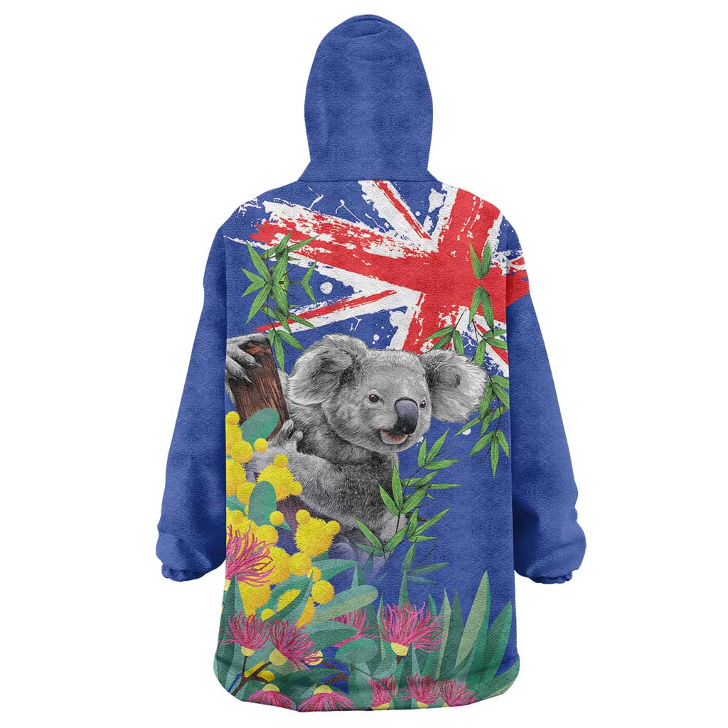 Australia Day Koala Wearable Blanket Hoodie Aussie Aussie Aussie Oi Oi Oi Blue Color - Aussie Hoodie