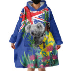 Australia Day Koala Wearable Blanket Hoodie Aussie Aussie Aussie Oi Oi Oi Blue Color - Aussie Hoodie