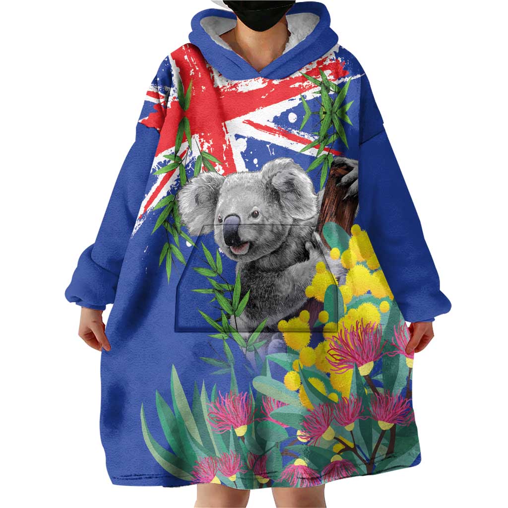 Australia Day Koala Wearable Blanket Hoodie Aussie Aussie Aussie Oi Oi Oi Blue Color - Aussie Hoodie