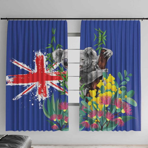 Australia Day Koala Window Curtain Aussie Aussie Aussie Oi Oi Oi Blue Color - Aussie Hoodie