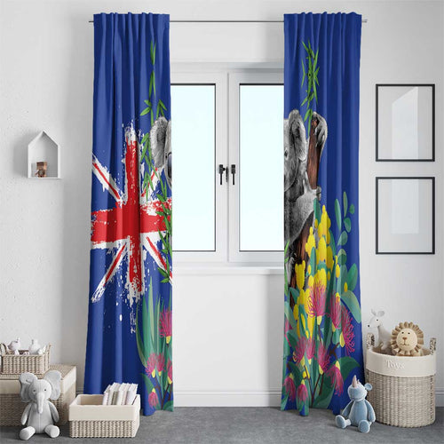 Australia Day Koala Window Curtain Aussie Aussie Aussie Oi Oi Oi Blue Color - Aussie Hoodie
