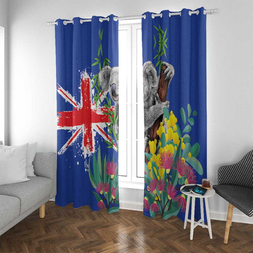 Australia Day Koala Window Curtain Aussie Aussie Aussie Oi Oi Oi Blue Color - Aussie Hoodie