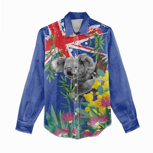 Australia Day Koala Women Casual Shirt Aussie Aussie Aussie Oi Oi Oi Blue Color - Aussie Hoodie