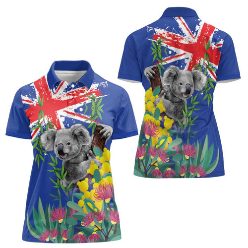 Australia Day Koala Women Polo Shirt Aussie Aussie Aussie Oi Oi Oi Blue Color - Aussie Hoodie