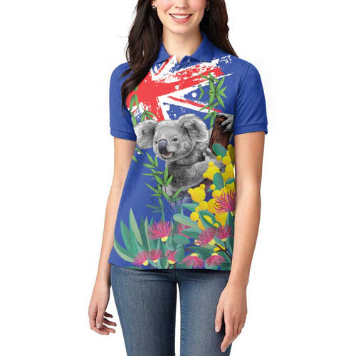 Australia Day Koala Women Polo Shirt Aussie Aussie Aussie Oi Oi Oi Blue Color - Aussie Hoodie