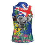 Australia Day Koala Women Sleeveless Polo Shirt Aussie Aussie Aussie Oi Oi Oi Blue Color - Aussie Hoodie