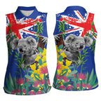 Australia Day Koala Women Sleeveless Polo Shirt Aussie Aussie Aussie Oi Oi Oi Blue Color - Aussie Hoodie