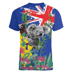 Australia Day Koala Women V-Neck T-Shirt Aussie Aussie Aussie Oi Oi Oi Blue Color - Aussie Hoodie