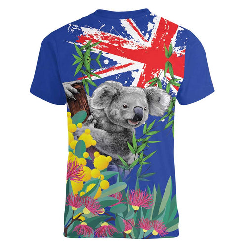 Australia Day Koala Women V-Neck T-Shirt Aussie Aussie Aussie Oi Oi Oi Blue Color - Aussie Hoodie