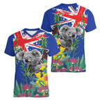 Australia Day Koala Women V-Neck T-Shirt Aussie Aussie Aussie Oi Oi Oi Blue Color - Aussie Hoodie