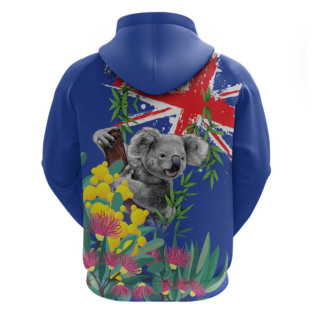 Australia Day Koala Zip Hoodie Aussie Aussie Aussie Oi Oi Oi Blue Color - Aussie Hoodie