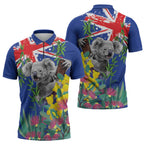 Australia Day Koala Zipper Polo Shirt Aussie Aussie Aussie Oi Oi Oi Blue Color - Aussie Hoodie