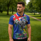 Australia Day Koala Zipper Polo Shirt Aussie Aussie Aussie Oi Oi Oi Blue Color - Aussie Hoodie