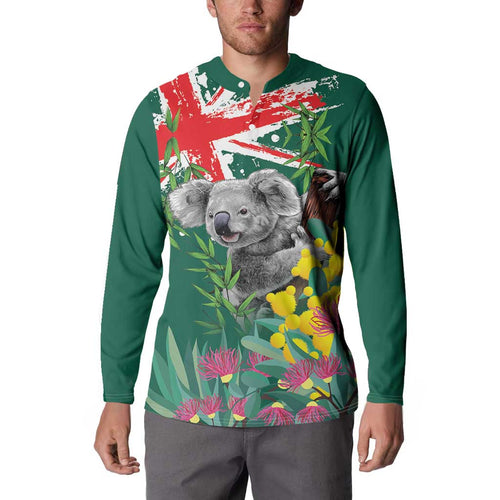 Australia Day Koala Button Sweatshirt Aussie Aussie Aussie Oi Oi Oi National Color - Aussie Hoodie