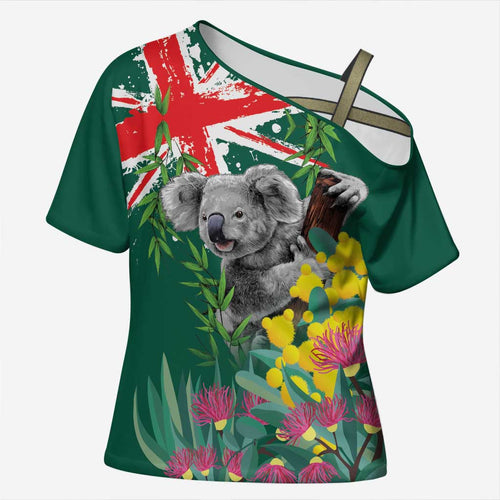 Australia Day Koala Cross Shoulder Shirt Aussie Aussie Aussie Oi Oi Oi National Color - Aussie Hoodie