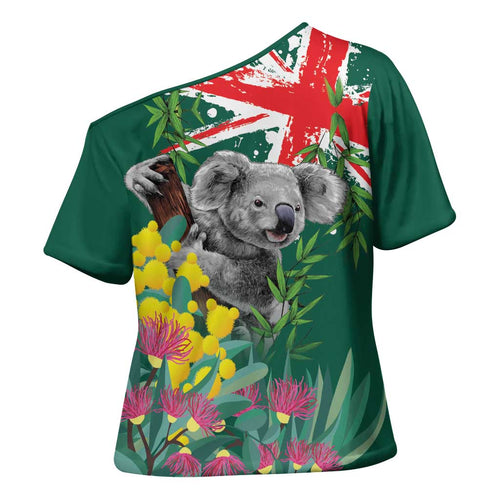 Australia Day Koala Cross Shoulder Shirt Aussie Aussie Aussie Oi Oi Oi National Color - Aussie Hoodie