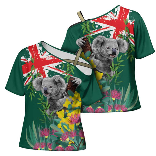 Australia Day Koala Cross Shoulder Shirt Aussie Aussie Aussie Oi Oi Oi National Color - Aussie Hoodie