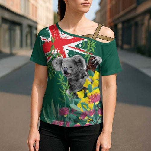 Australia Day Koala Cross Shoulder Shirt Aussie Aussie Aussie Oi Oi Oi National Color - Aussie Hoodie