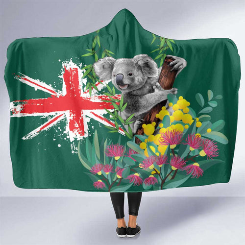 Australia Day Koala Hooded Blanket Aussie Aussie Aussie Oi Oi Oi National Color - Aussie Hoodie
