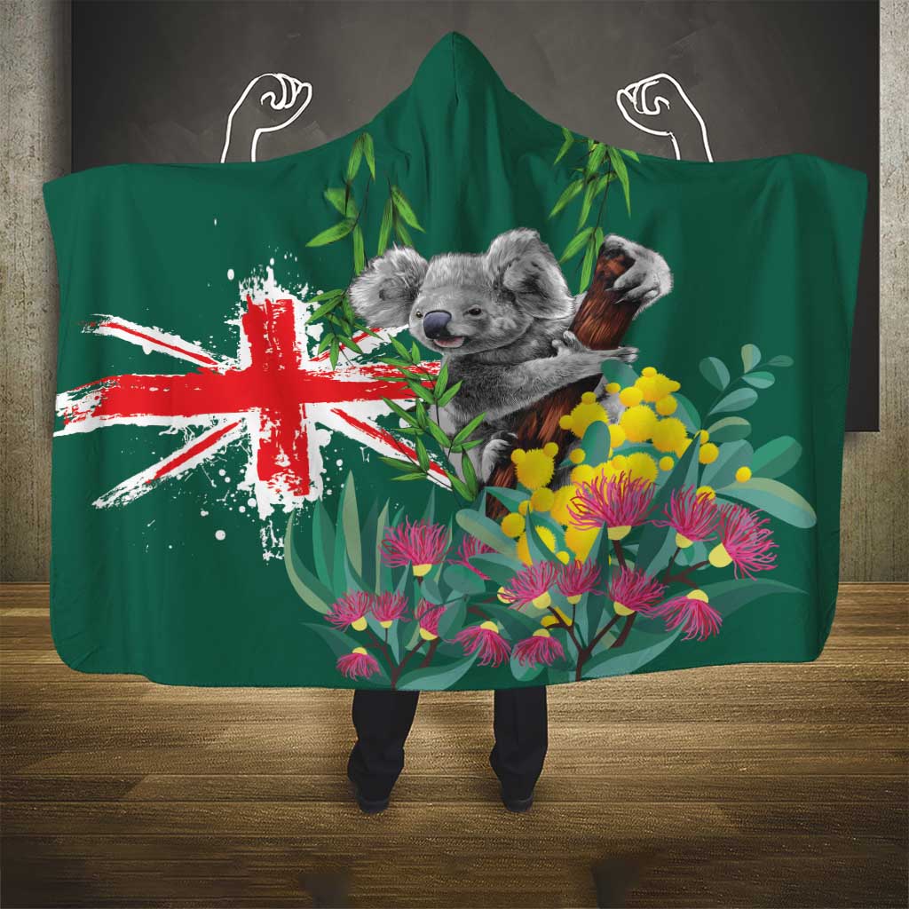 Australia Day Koala Hooded Blanket Aussie Aussie Aussie Oi Oi Oi National Color - Aussie Hoodie