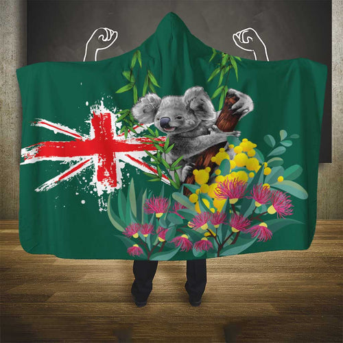Australia Day Koala Hooded Blanket Aussie Aussie Aussie Oi Oi Oi National Color - Aussie Hoodie