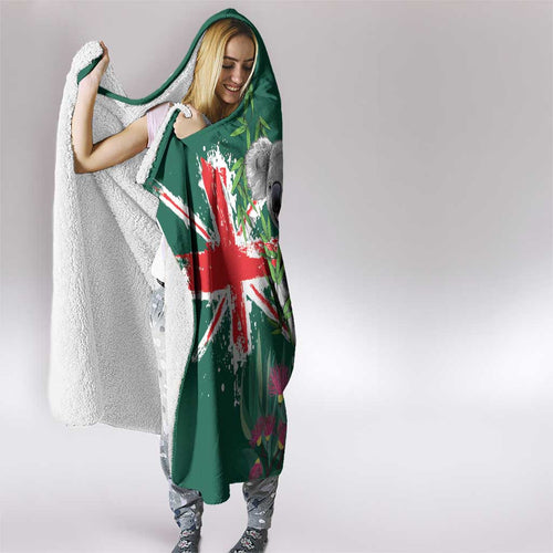 Australia Day Koala Hooded Blanket Aussie Aussie Aussie Oi Oi Oi National Color - Aussie Hoodie