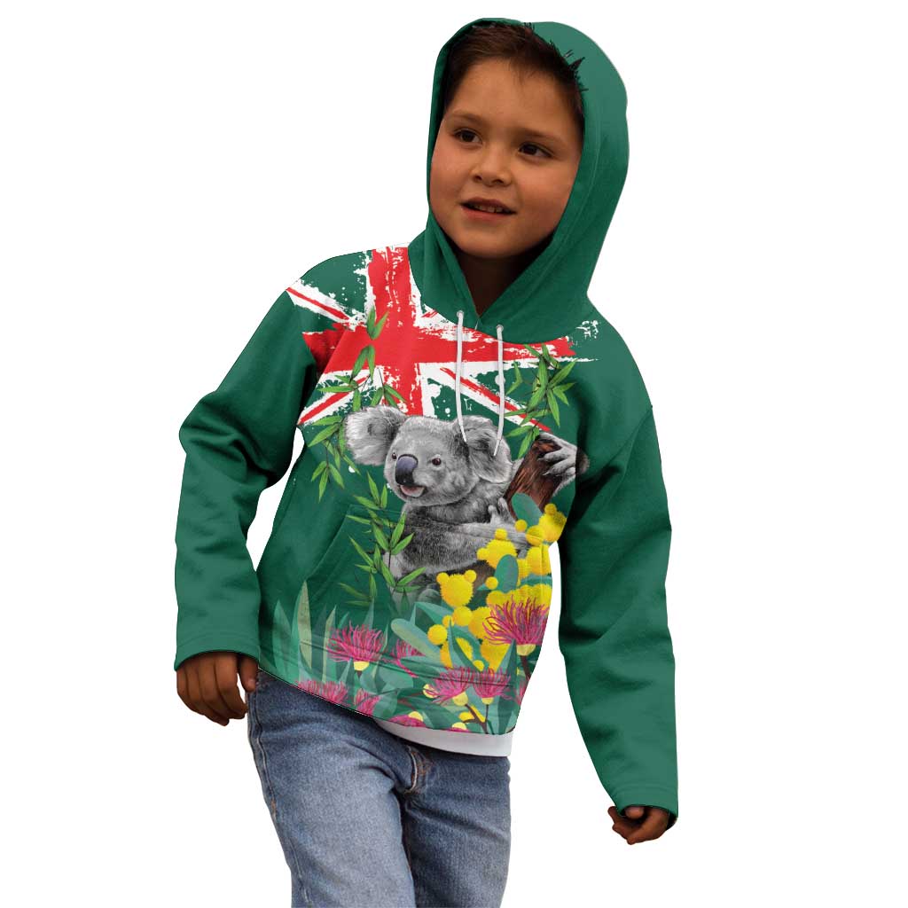 Australia Day Koala Kid Hoodie Aussie Aussie Aussie Oi Oi Oi National Color - Aussie Hoodie