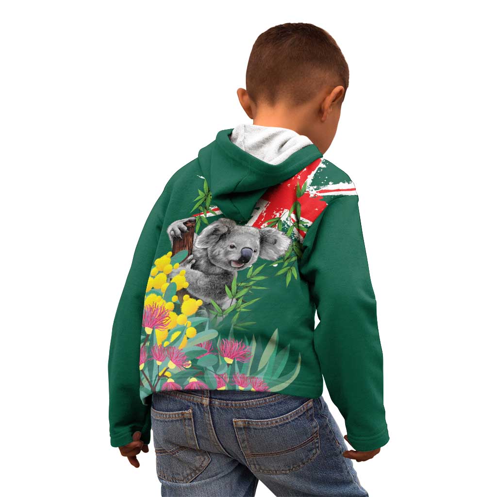 Australia Day Koala Kid Hoodie Aussie Aussie Aussie Oi Oi Oi National Color - Aussie Hoodie