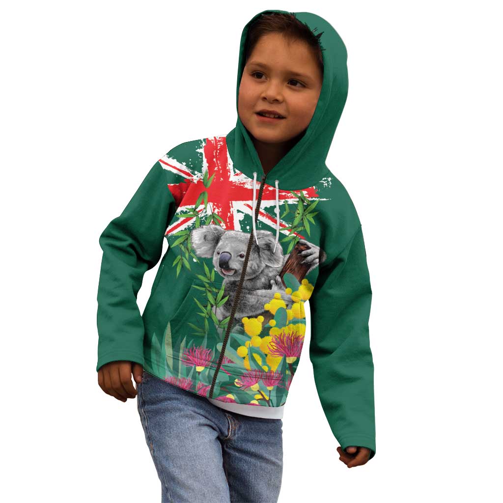 Australia Day Koala Kid Hoodie Aussie Aussie Aussie Oi Oi Oi National Color - Aussie Hoodie