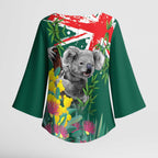 Australia Day Koala Kimono Sleeve Blouse Aussie Aussie Aussie Oi Oi Oi National Color - Aussie Hoodie